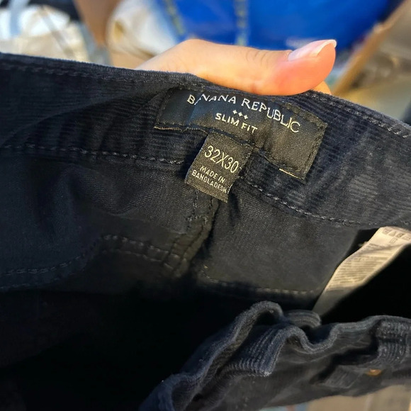 Banana Republic Slim Fit Navy Blue Corduroy Pants - Picture 3 of 5